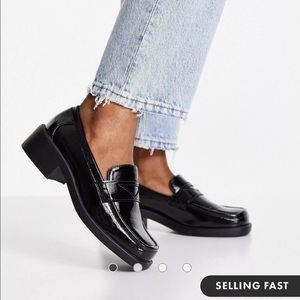 ASOS Design Melbourne 90’s chunky loafers in black patent